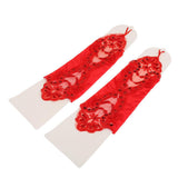 Maxbell Womens Shiny Stretch Satin Dress Fingerless Gloves Bridal Wedding Gloves-Red - Aladdin Shoppers