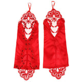 Maxbell Womens Shiny Stretch Satin Dress Fingerless Gloves Bridal Wedding Gloves-Red - Aladdin Shoppers
