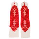 Maxbell Womens Shiny Stretch Satin Dress Fingerless Gloves Bridal Wedding Gloves-Red - Aladdin Shoppers