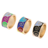 Maxbell Women's Gold Plated Alloy Colorful Enamel Wave Fashion Finger Ring Size 7 - Aladdin Shoppers