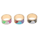 Maxbell Women's Gold Plated Alloy Colorful Enamel Wave Fashion Finger Ring Size 7 - Aladdin Shoppers