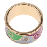Maxbell Women's Gold Plated Alloy Colorful Enamel Wave Fashion Finger Ring Size 7 - Aladdin Shoppers