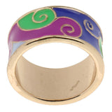 Maxbell Women's Gold Plated Alloy Colorful Enamel Wave Fashion Finger Ring Size 7 - Aladdin Shoppers
