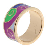 Maxbell Women's Gold Plated Alloy Colorful Enamel Wave Fashion Finger Ring Size 7 - Aladdin Shoppers