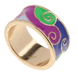 Maxbell Women's Gold Plated Alloy Colorful Enamel Wave Fashion Finger Ring Size 7 - Aladdin Shoppers