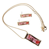 Maxbell Tribal Bright Color Rectangle Enamel Necklace Earrings Jewelry Set Pink - Aladdin Shoppers