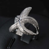 Maxbell Fashion Women Men silver Plated Starfish Shape Finger Ring US size 9 - Aladdin Shoppers