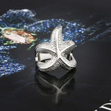 Maxbell Fashion Women Men silver Plated Starfish Shape Finger Ring US size 9 - Aladdin Shoppers