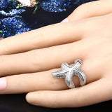 Maxbell Fashion Women Men silver Plated Starfish Shape Finger Ring US size 9 - Aladdin Shoppers