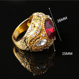 Maxbell Retro Crown Rhinestone Ring Mosaic Curved Finger Rings Unisex Red 18mm - Aladdin Shoppers