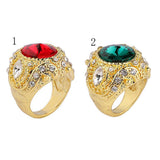Maxbell Retro Crown Rhinestone Ring Mosaic Curved Finger Rings Unisex Green 20mm - Aladdin Shoppers