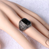 Maxbell Black Mosaiced Rhinestone Ring Pattern Carved Bridal Party Rings Unisex 19mm - Aladdin Shoppers