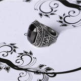 Maxbell Black Mosaiced Rhinestone Ring Pattern Carved Bridal Party Rings Unisex 19mm - Aladdin Shoppers