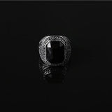 Maxbell Black Mosaiced Rhinestone Ring Pattern Carved Bridal Party Rings Unisex 20mm - Aladdin Shoppers