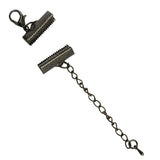 Maxbell 12 sets lobster Clasp 22x6mm Crimp Clip Ends with Extender Chain Gunblack - Aladdin Shoppers