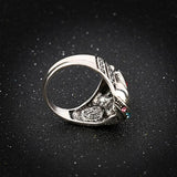 Maxbell Male Jewelry Individual Punk Skull Ring Antique Silver Crystal Mens Ring - Aladdin Shoppers