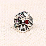 Maxbell Male Jewelry Individual Punk Skull Ring Antique Silver Crystal Mens Ring - Aladdin Shoppers