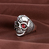 Maxbell Male Jewelry Individual Punk Skull Ring Antique Silver Crystal Mens Ring - Aladdin Shoppers