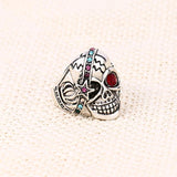 Maxbell Male Jewelry Individual Punk Skull Ring Antique Silver Crystal Mens Ring - Aladdin Shoppers