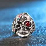 Maxbell Male Jewelry Individual Punk Skull Ring Antique Silver Crystal Mens Ring - Aladdin Shoppers