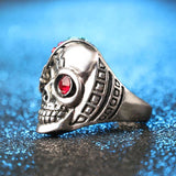 Maxbell Male Jewelry Individual Punk Skull Ring Antique Silver Crystal Mens Ring - Aladdin Shoppers