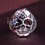 Maxbell Male Jewelry Individual Punk Skull Ring Antique Silver Crystal Mens Ring - Aladdin Shoppers