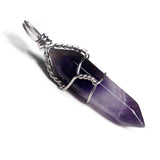 Maxbell Silver Plated Crystal Hexagon Prism Pointed Gemstone Beads Pendant Purple - Aladdin Shoppers