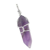 Maxbell Silver Plated Crystal Hexagon Prism Pointed Gemstone Beads Pendant Purple - Aladdin Shoppers