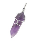 Maxbell Silver Plated Crystal Hexagon Prism Pointed Gemstone Beads Pendant Purple - Aladdin Shoppers