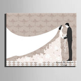 Maxbell 35x50cm Wedding Guest Book Bridal Veil Fingerprint Canvas Painting Keepsake - Aladdin Shoppers