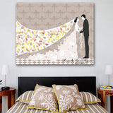 Maxbell 35x50cm Wedding Guest Book Bridal Veil Fingerprint Canvas Painting Keepsake - Aladdin Shoppers
