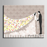 Maxbell 35x50cm Wedding Guest Book Bridal Veil Fingerprint Canvas Painting Keepsake - Aladdin Shoppers