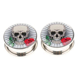 Maxbell Pair Skull Stainless Steel Screw Fix Ear Stretcher Expander Tunnel Plug 25mm - Aladdin Shoppers