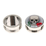 Maxbell Pair Skull Stainless Steel Screw Fix Ear Stretcher Expander Tunnel Plug 25mm - Aladdin Shoppers
