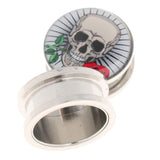 Maxbell Pair Skull Stainless Steel Screw Fix Ear Stretcher Expander Tunnel Plug 25mm - Aladdin Shoppers
