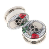 Maxbell Pair Skull Stainless Steel Screw Fix Ear Stretcher Expander Tunnel Plug 25mm - Aladdin Shoppers
