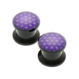 Maxbell 1Pair Acrylic Purple Net Flesh Tunnel Ear Plug Earring Expander 12mm - Aladdin Shoppers