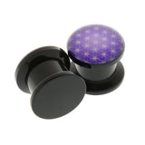 Maxbell 1Pair Acrylic Purple Net Flesh Tunnel Ear Plug Earring Expander 12mm - Aladdin Shoppers