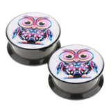 Maxbell 1 Pair Acrylic Ear Plug Expander Flesh Tunnel Stretcher Multicolor Owl 20mm - Aladdin Shoppers