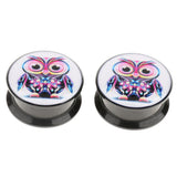 Maxbell 1 Pair Acrylic Ear Plug Expander Flesh Tunnel Stretcher Multicolor Owl 20mm - Aladdin Shoppers