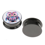Maxbell 1 Pair Acrylic Ear Plug Expander Flesh Tunnel Stretcher Multicolor Owl 22mm - Aladdin Shoppers