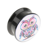 Maxbell 1 Pair Acrylic Ear Plug Expander Flesh Tunnel Stretcher Multicolor Owl 22mm - Aladdin Shoppers