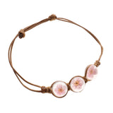 Maxbell Fashion Women Pink Glass Dried Flower Bracelet Bangle - Aladdin Shoppers