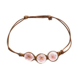 Maxbell Fashion Women Pink Glass Dried Flower Bracelet Bangle - Aladdin Shoppers