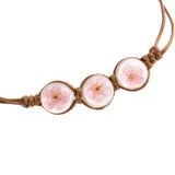 Maxbell Fashion Women Pink Glass Dried Flower Bracelet Bangle - Aladdin Shoppers