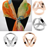 Maxbell Fashion Women Rose Silver Scarf Ring Silk Scarf Clip Buckle Slide Jewelry - Aladdin Shoppers