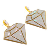 Maxbell Cool Nightclub Stage Acrylic Diamond Shape Earrings Ear Studs Jewelry Gold - Aladdin Shoppers