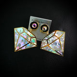 Maxbell Cool Nightclub Stage Acrylic Diamond Shape Earrings Ear Studs Jewelry Gold - Aladdin Shoppers