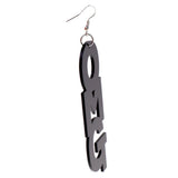 Maxbell Cool Acrylic Large OMG Letters Dangle Drop Earring Hip Hop Accessory-Black - Aladdin Shoppers
