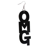 Maxbell Cool Acrylic Large OMG Letters Dangle Drop Earring Hip Hop Accessory-Black - Aladdin Shoppers